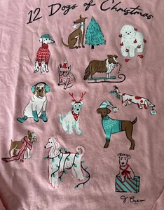 J Crew Collector Tee 12 Dogs Of Christmas Sz S Pink NWT MSRP $49 Frenchie Boxer - Picture 1 of 9