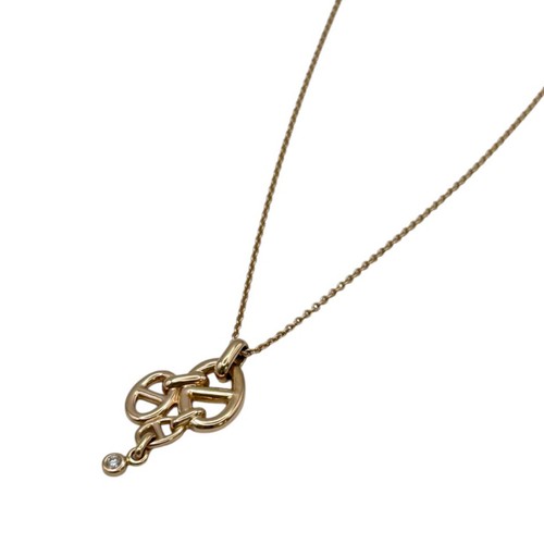 HERMÈS Collana con ciondolo HERMES Chaine D'ancre Enchainee in oro rosa 18 carati e diamanti
