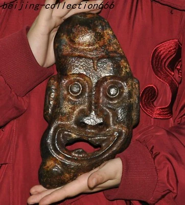 Máscara de sacrificio de Buda 10" China Hongshan cultura jade antiguo tallado gente extraña Foto 1 de 4