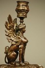 Antique English Bronze Egyptian Revival French Sphinx Dog Candlestick Candelabra