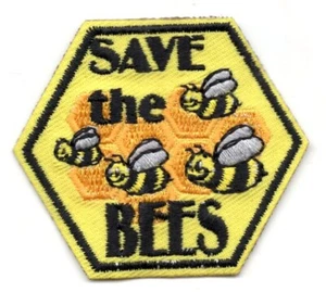 SAVE THE BEES Iron On Patch Honey Bees Insects - Picture 1 of 1