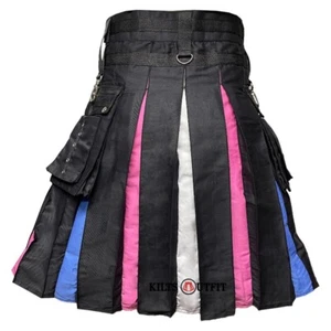 Trans Pride Kilt Hybrid Cargo kilt Handmade Modern LGBT Gay Utility Kilt - Picture 1 of 2
