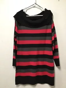 Abito donna De Rotchild in maglia taglia 2X nero rosa grigio righe acrilico 37 - Foto 1 di 8
