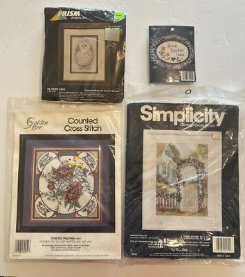 Vintage NOS Mixed Lot Counted Cross Stitch Kit- Golden Bee, Simplicity, Prism - Image 1 of 4