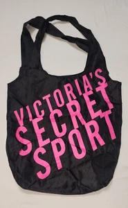 Victoria's Secret Sport VSX Nylon Logo Tote Black Foldable Bag - Picture 1 of 12