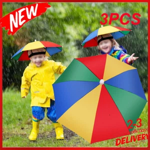 Rainbow Umbrella Hat With Adjustable Elastic Headband Waterproof Cloth Parasol H - Picture 1 of 12