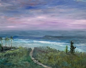 ORIGINAL NEW SEA PAINTING - OIL ON CANVAS BY GINA VANN 16in x 20in UNFRAMED 2023 - Picture 1 of 11