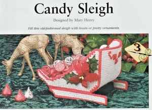 Candy Sleigh - PLASTIC CANVAS PATTERN - Old fashioned -Treats or Pretty Ornament - Picture 1 of 1
