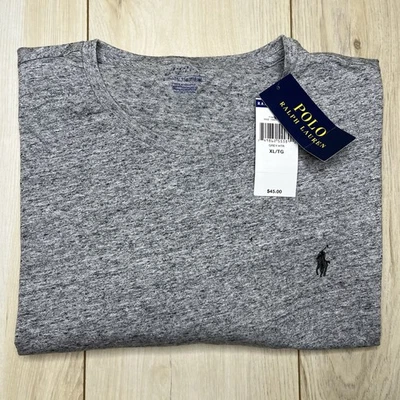 Camisa Polo Ralph Lauren Manga Larga Para Hombres XL Gris Jaspeado Algodón Negro Poni Nueva con Etiquetas Foto 1 de 4