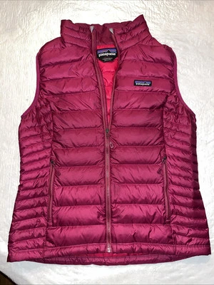 Patagonia GOOSE DOWN Mujer Grande Magenta Puffer Chaleco Cremallera Completa Rosa Morado Chaqueta Foto 1 de 4