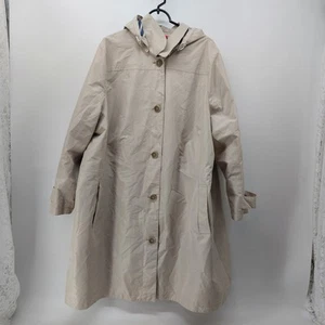 Lands' End Beige Hooded Trench Coat Jacket Plus Size 3X 24W-26W - Picture 1 of 13
