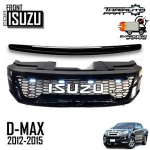 For Isuzu D-MAX 2012-2015 Front Grille Whtie LED W/ Front Line Bonnet Hood Trim - Picture 1 of 12