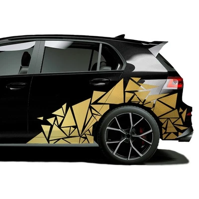 2er Set Adesivi Auto Triangolare 120x60cm Scelta Frammenti Geometrica KX075 Oro - Immagine 1 di 4
