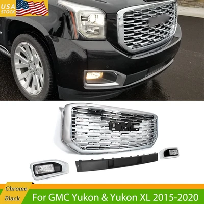 For 2015-2020 GMC Yukon XL Chrome Denali Grille & Fog Light & Lower Plate Cover - Изображение 1 из 4