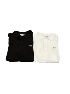 BOY'S LOT LACOSTE PIQUE POLO SHIRT BLACK WHITE SHORT SLEEVES LOT BOGO 12 - Picture 1 of 6