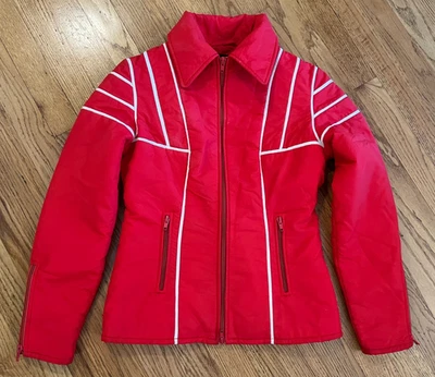 Vintage 70s Innsbruck Red Ski Jacket Woman's Size XS Retro Lines Austria Design - Image 1 of 4