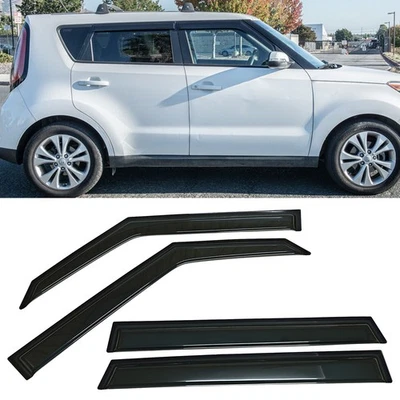 Set of Window Visors Rain Wind Guards Fit Kia Soul 2014 2015 2016 2017 2018 2019 - Image 1 of 4
