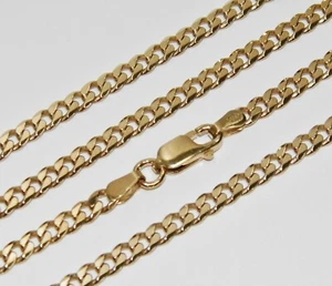 9ct Yellow Gold on Silver Curb Chain - 3mm - 16" 18" 20" 22" 24" 26" 30" - Picture 1 of 7