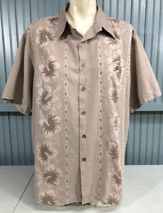 Kona Kai Silk Blend XL Light Brown Hawaiian Tropical XL Vacation Shirt Beach - Picture 1 of 6