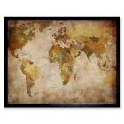 Carte Globe World Atlas style antique mise en page moderne 12 x 16 pouces imprimé art encadré