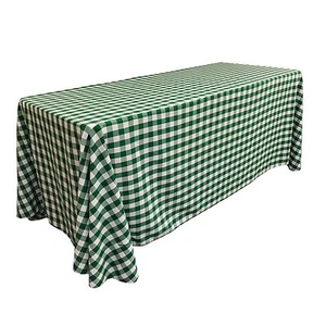 Mantel rectangular de lino LA poliéster a cuadros de 90 por 156 pulgadas. Hecho en EE. UU. - Imagen 1 de 9