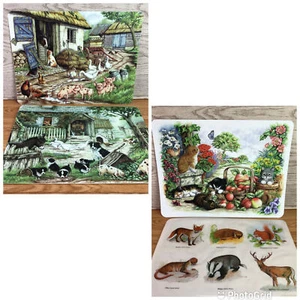 Bundle 4 x Plastic Place Mats Farm Animals Garden Animals - Picture 1 of 9