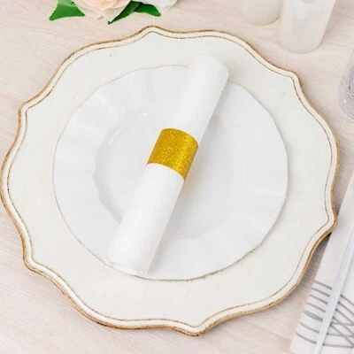 50 GOLD Glittered Disposable Paper NAPKIN RINGS Wedding Party Gift Events - Image 1 of 4