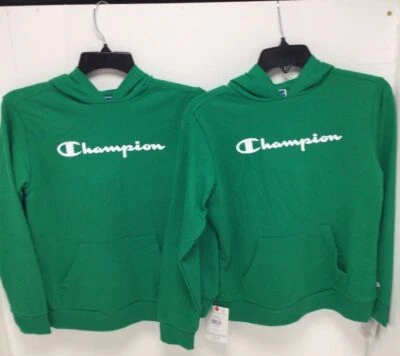 Champion Kids Hoodie French Terry Sweatshirt Unisex M (8-10) Green LOT OF 2 - Image 1 of 4