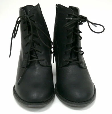 Diba Black Lace Up Side Zip Platform Wedge Ankle Boot  7M NEW - Image 1 of 4