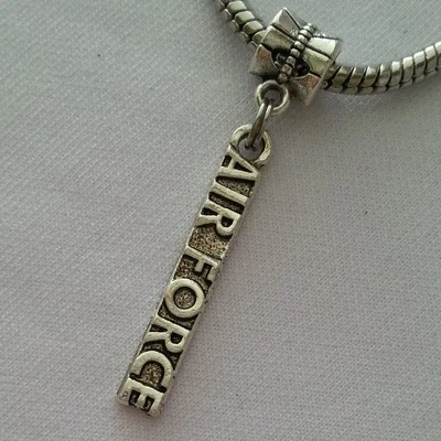 Air Force Military Dangle Bead Silver for European Style Charm Bracelet - Image 1 of 4