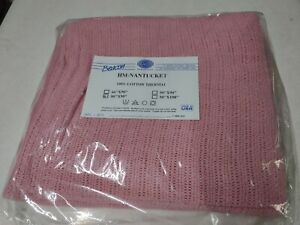 NEW Vintage Beacon HM-Nantucket 100% Cotton Rose Pink Thermal Blanket Full Size 