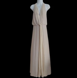 BCBG Maxazria Silk Mara Grecian Goddess Flowy Neutral Timeless M NWT Canvas - Picture 1 of 14
