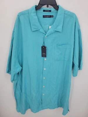 Daniel Cremieux Shirt Mens 3XT Tall Blue Silk Linen Short Sleeve Button Up - Image 1 of 4