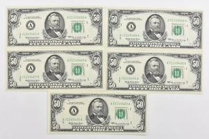 Lot (5) 1969 $50 Boston, MA US FRN Consecutive Notes 2114-A Fr *1916 - Picture 1 of 3