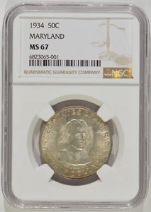 1934 Maryland Silver Half Dollar 50c NGC MS67 6823065-001 - Picture 1 of 4