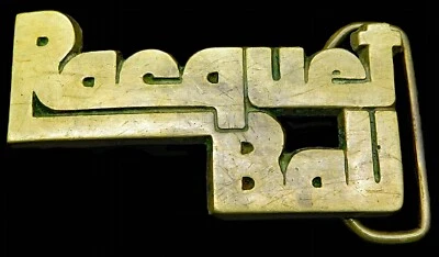 Fivela de cinto vintage de bronze Racquetball Baron - Imagem 1 de 4