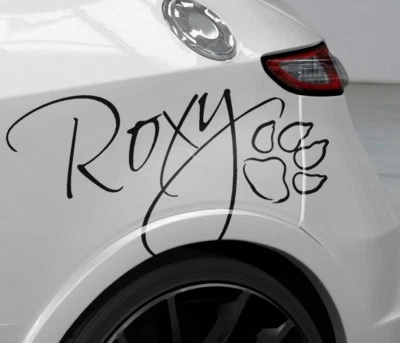 Hundeaufkleber Wunschname mit Hundepfote | Auto Aufkleber Hunde | Mischling - Bild 1 von 4