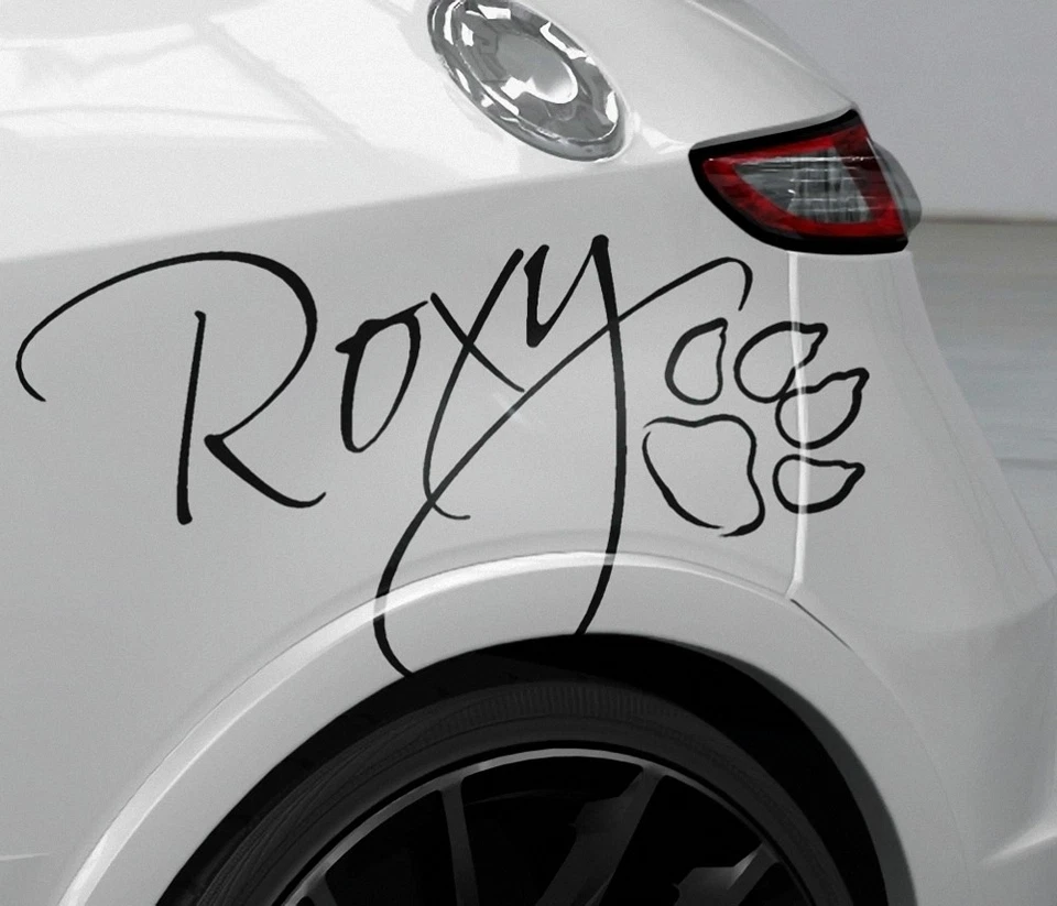 Hundeaufkleber Wunschname mit Hundepfote | Auto Aufkleber Hunde | Mischling - Bild 1 von 4