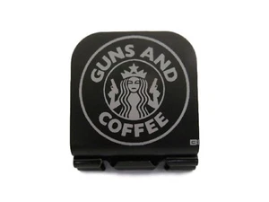 I Love Guns & Coffee Laser Etched Aluminum Hat Clip Brim-it - Picture 1 of 12