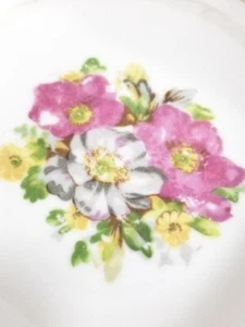 Serving Bowl Compote Jam Vintage Floral Pink Yellow Green Gold Edging Unmarked - Picture 1 of 7