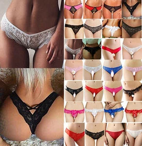 Women Crotchless Lingerie Underwear G-string Sexy Panties Briefs Thongs Knickers - Picture 1 of 26