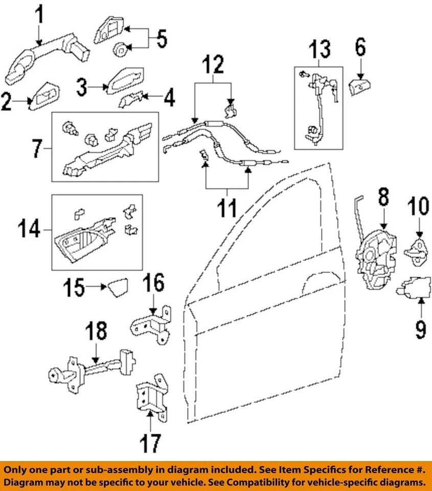 Herrajes de cerradura de puerta delantera HONDA OEM 03-25 Accord Crosstour-Striker 72135SDAA01 Foto 1 de 1