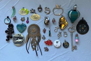 Lot of 32 Necklace Pendants Charms Only for Crafts Jewelry Making - Picture 1 of 8