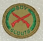 Crossed Rifles Boy Scout Marksman Proficiency Award Badge Brown back Troop Large