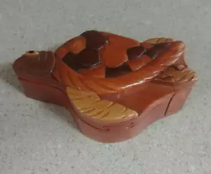 Handcrafted Wooden Turtle Secret Jewelry Puzzle Box 6" MINT - Picture 1 of 5