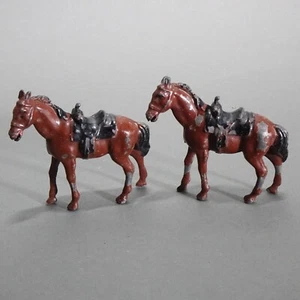 Johillco Vintage Lead Toy Horses (2) with Saddles John Hill & Co England Pair - Picture 1 of 14