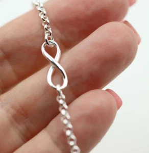 Sterling Silver 925 Infinity Belcher Anklet 23cm Chain + 3cm Extender-Free post - Bild 1 von 8