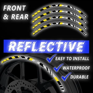Yellow 17" Rim Reflective Wheel Stickers SH28 For Suzuki GSXR1000 13 14 15 16 17 - Picture 1 of 10