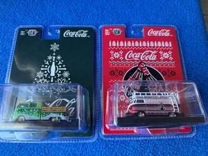 LOT OF 2 2025 M2 Machines~Coca-Cola Christmas 1960 DELIVERY VAN AND VW TRUCK SET - Picture 1 of 5