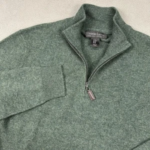 Christian Lacroix Herren M 100% 2-lagig Kaschmir 1/4-Reißverschluss Pullover Jägergrün Neu mit Etikett - Bild 1 von 7